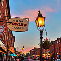 Newburyport MA High Street Lanterns at Sunset Fowle's